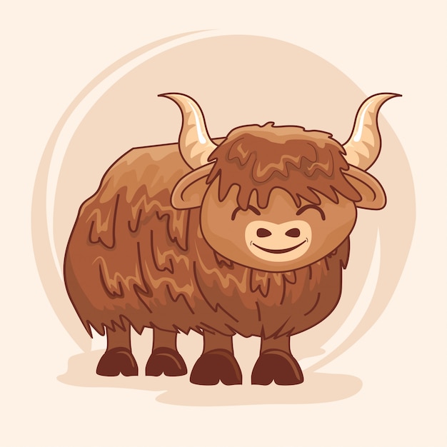 Yak cartoon cute animals | Premium Vector