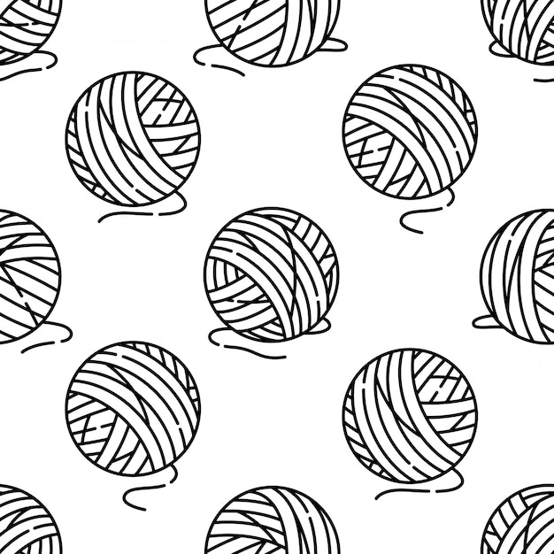 Premium Vector | Yarn ball seamless pattern