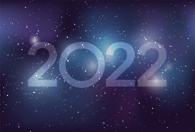 The year 2022 new years greeting card template with milky way galaxy stars and nebula Free Vector