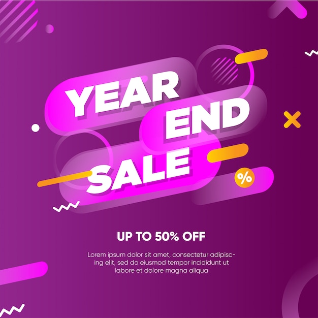 Year End Sale Banner Template Premium Vector