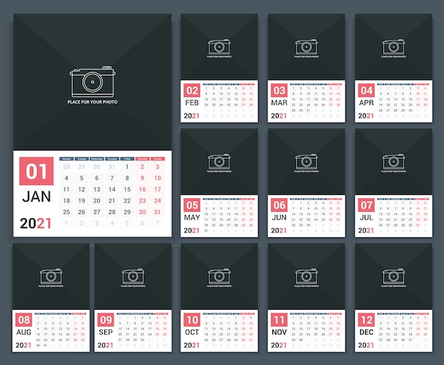 Premium Vector | Yearly calendar design concept