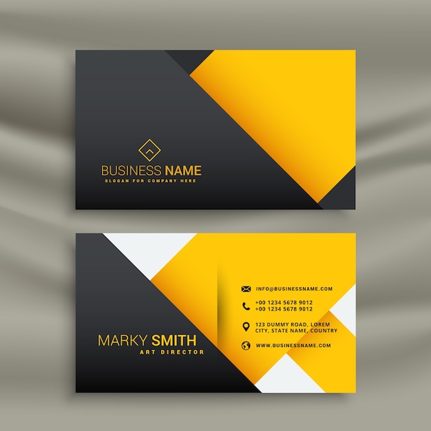 Yellow and black geometric business card