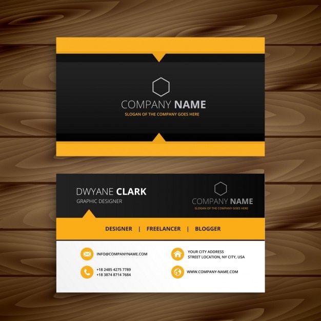 Yellow and black modern business card