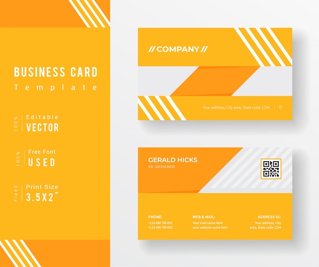 Premium Vector | Yellow background gradient business card template