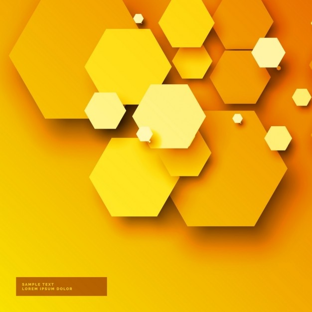 Download Yellow background with hexagonal shapes Vector | Free Download