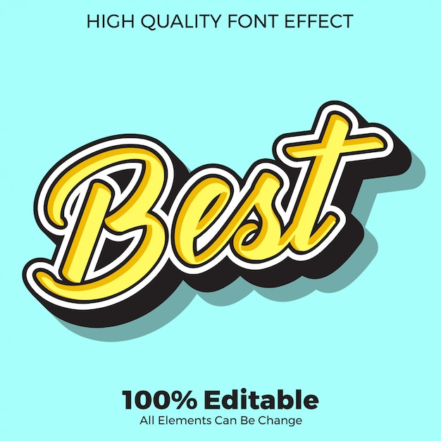 Premium Vector | Yellow best script text style editable font effect
