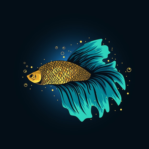 Premium Vector | Yellow betta fish illustration