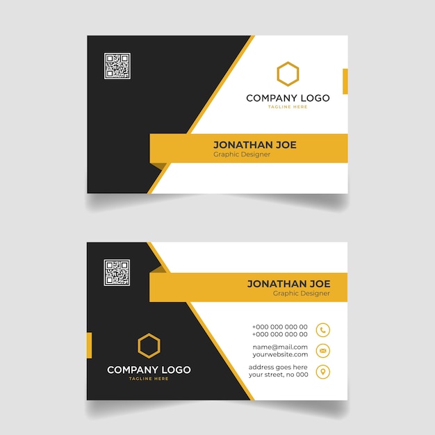 Premium Vector | Yellow and black business card modern template design ...