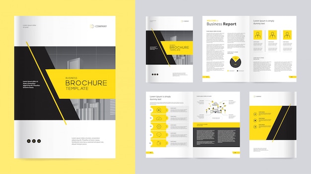 Yellow and black company brochure Premium Vector