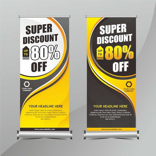 Premium Vector | Yellow and black roll up banner