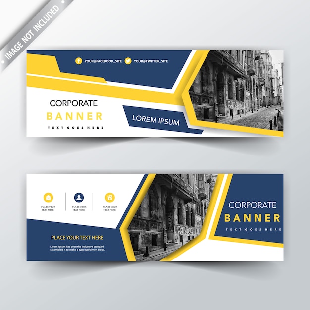 Free Vector | Yellow and blue two sided banner templates
