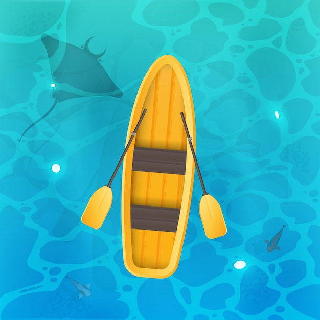 Premium Vector Yellow Boat With Oars