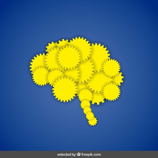 Download Free Vector | Yellow brain made with gears