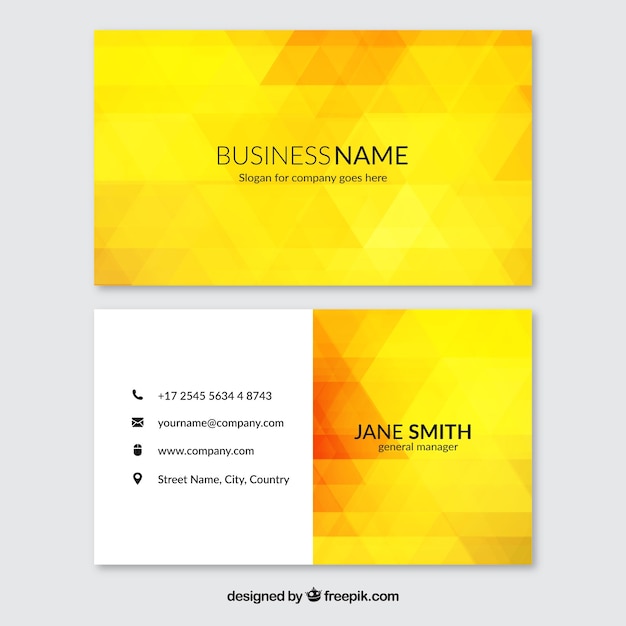 Free Vector | Yellow business card in abstract style