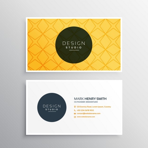Yellow business card with a nice pattern