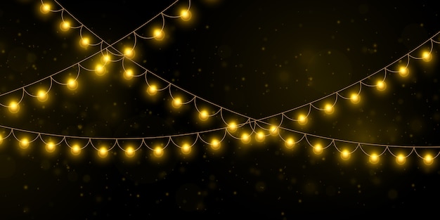 Premium Vector | Yellow christmas lights isolated realistic elements.