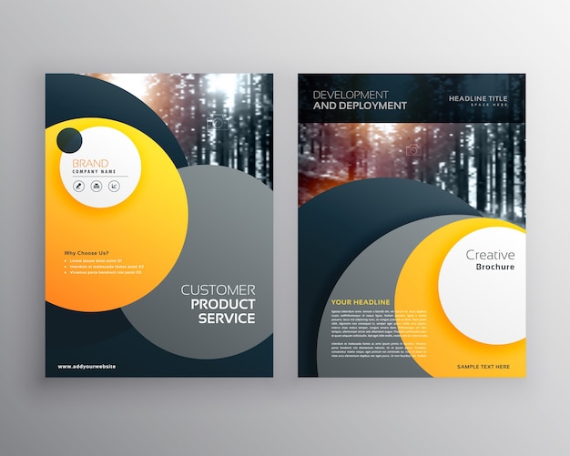 Premium Vector | Yellow circular business flyer template