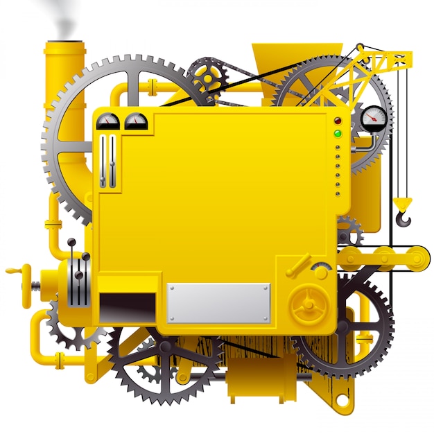 黄色い複雑な素晴らしい機械 プレミアムベクター