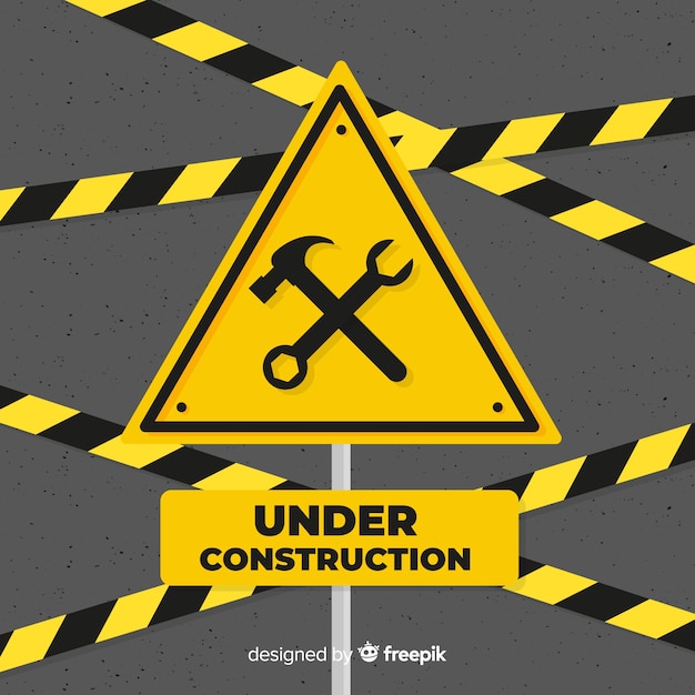 Yellow under construction flat sign Vector | Free Download