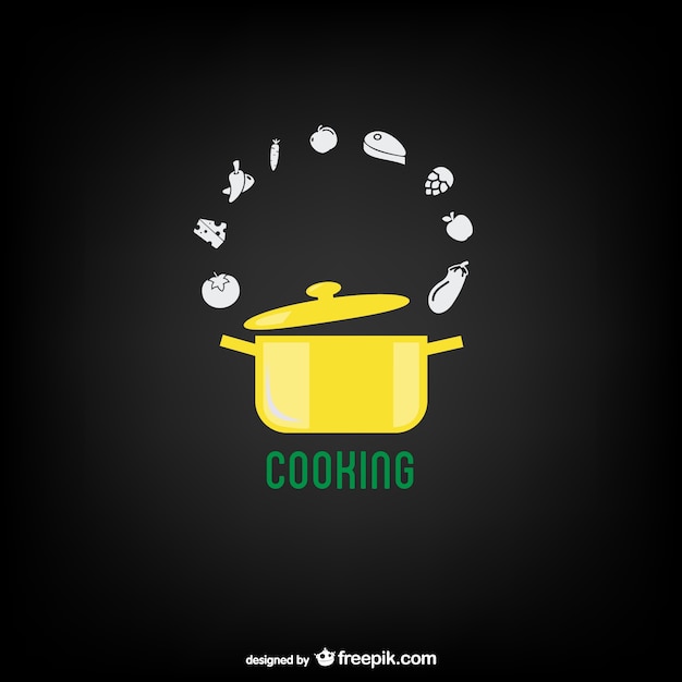 Yellow cooking pot  and vegetables Vector Free Download