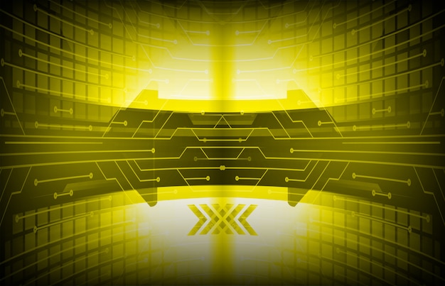 Premium Vector | Yellow cyber circuit future technology concept background