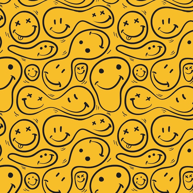 Free Vector | Yellow distorted emoticons pattern