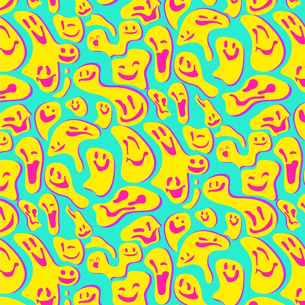 Free Vector | Yellow distorted smile emoticon pattern
