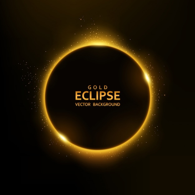Yellow eclipse light with sparkles Premium Vector