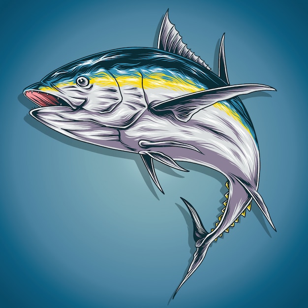 Download Yellow fish tuna illustration Vector | Premium Download