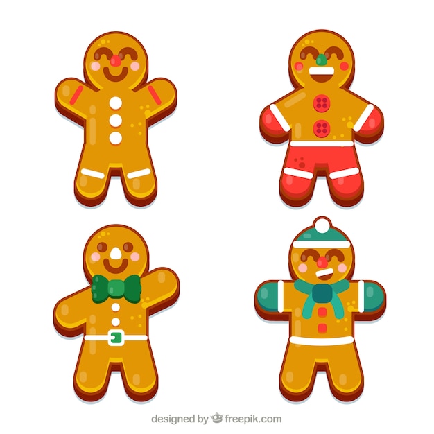 Free Vector | Yellow flat gingerbread men