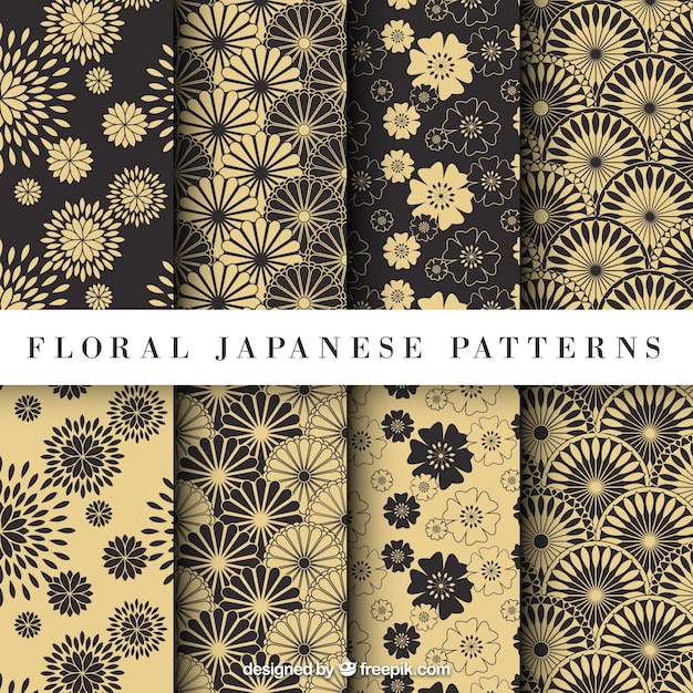 Yellow floral japanese pattern