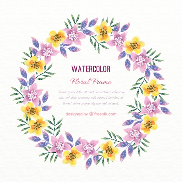 Yellow floral wreath in watercolor\
effect