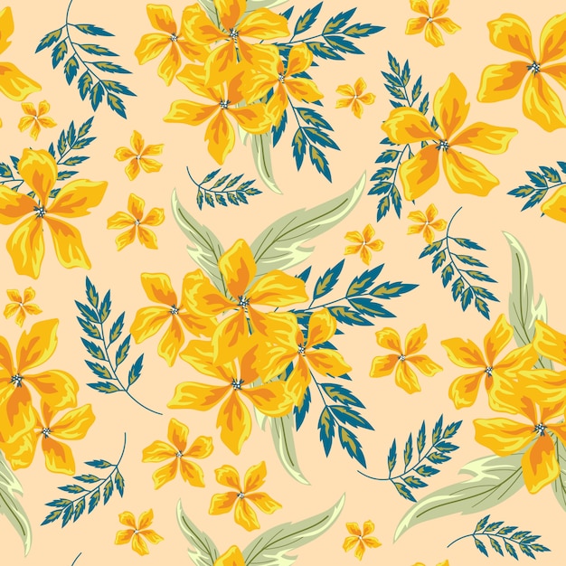 Premium Vector Yellow flower seamless pattern background