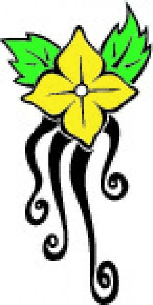 Yellow flower with hanging ornaments
vector