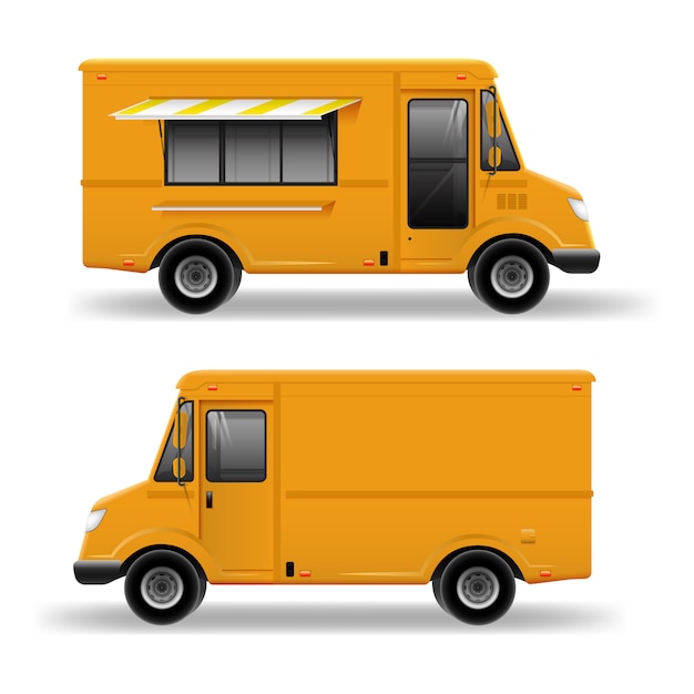 Download Premium Vector Yellow Food Truck Hi Detailed Template For Mock Up Brand Identity Realistic Delivery Service Van Isolated On White Background