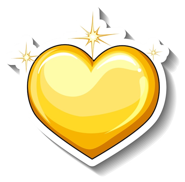 Free Vector | A yellow gradient heart cartoon sticker