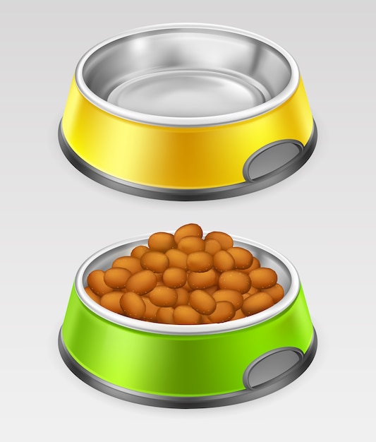 Download Free Vector Yellow And Green Dog Bowl For Food