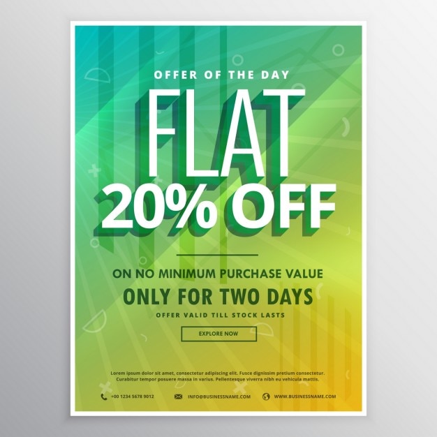 Free Vector | Yellow and green poster with sun rays for discounts