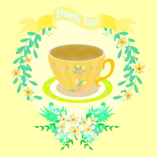 Yellow greeting card with cup