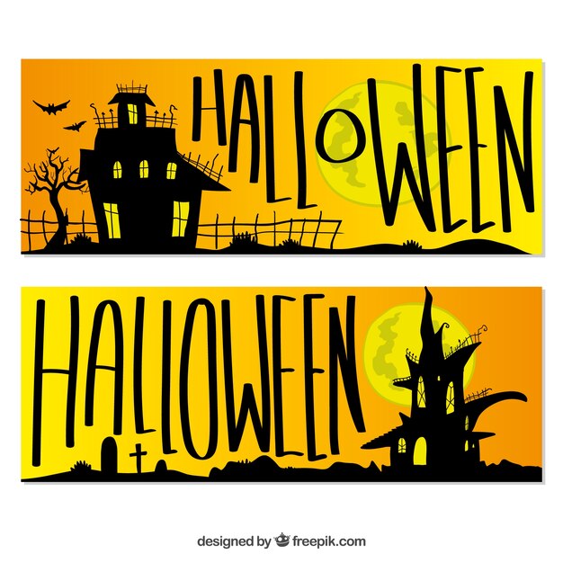 Download Free Vector | Yellow halloween banners