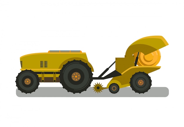 Premium Vector Yellow Hay Baler Machine Color Vector Illustration