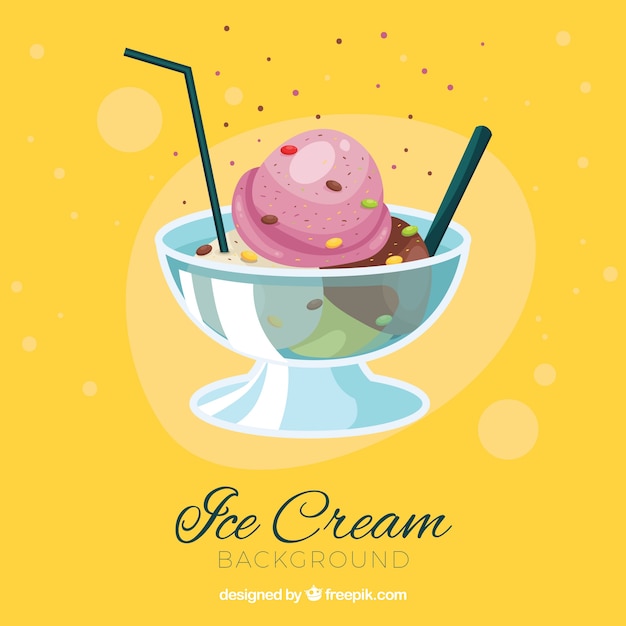Yellow ice cream dessert background