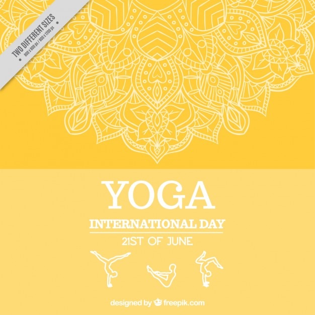 Yellow international yoga day background