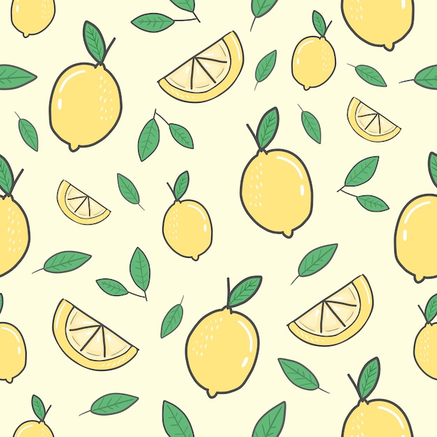 Premium Vector | Yellow lemon seamless pattern