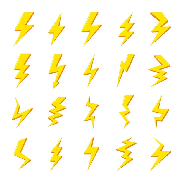 Premium Vector | Yellow lightning bolt collection