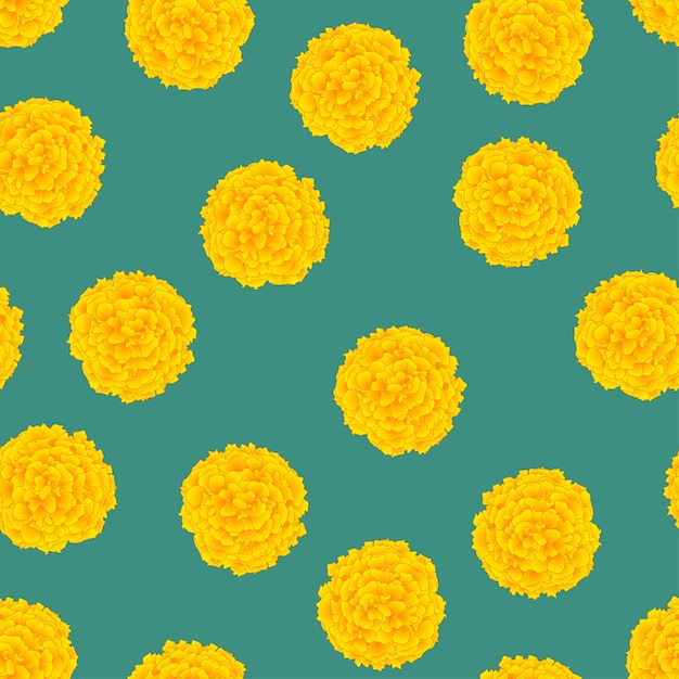 Premium Vector Yellow Marigold On Green Background