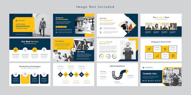 Premium Vector | Yellow minimal business slides presentation template