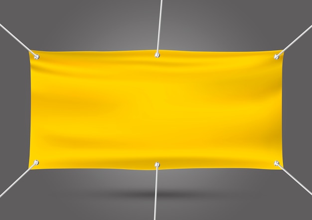 Download Yellow mock up vinyl banner on gray | Premium Vector
