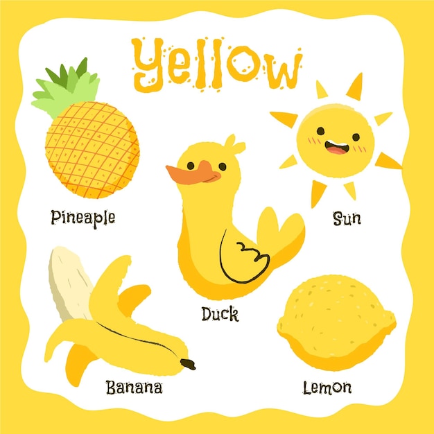 Free Vector Yellow Objects And Vocabulary Words Set 4122