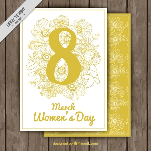 Yellow ornamental women's day cards